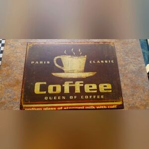Queen of coffee Vintage Coffee Sign with Brown and Gold Accents 10×14 metal